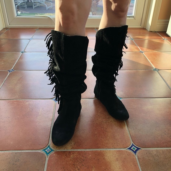 Nine West Black Suede Over-the-Knee Boots, Size 7 - Picture 3 of 4